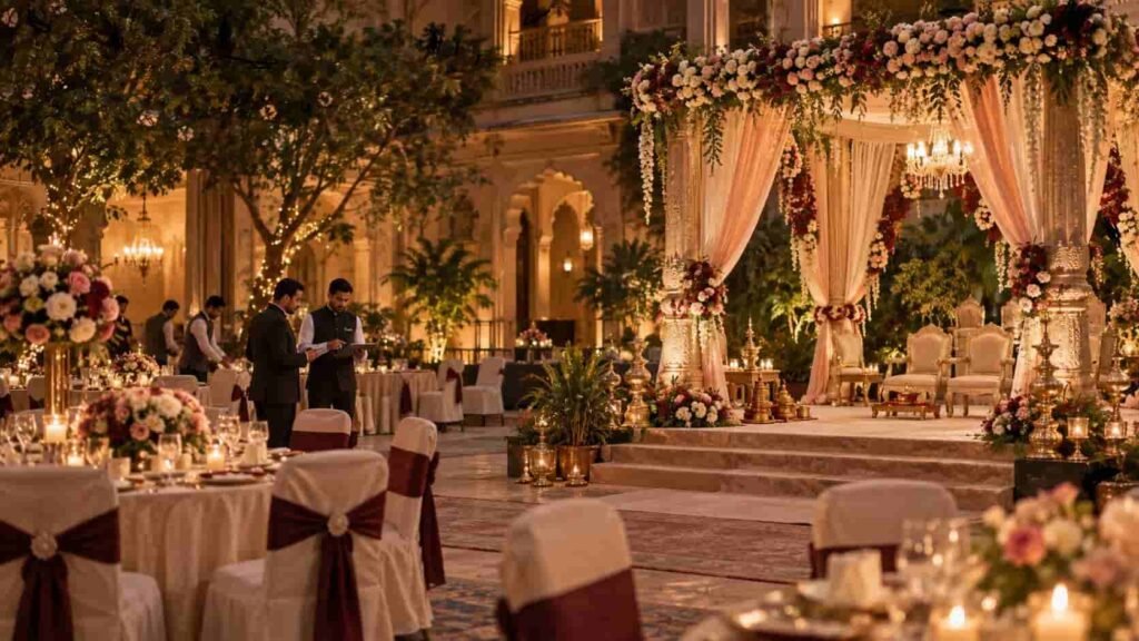 Wedding planners in Central Delhi coordinating an elegant Indian wedding venue